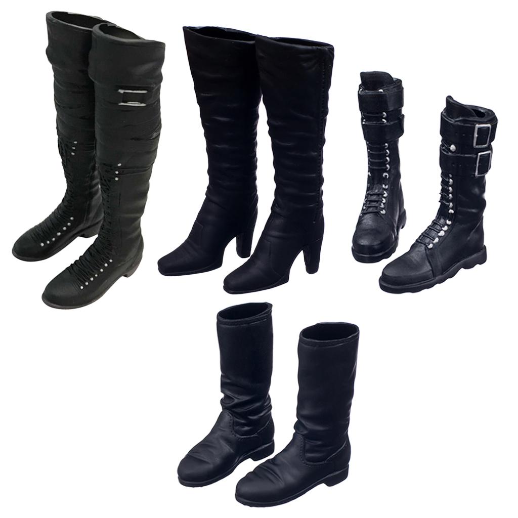 4 Pairs 1/6 Scale Long Boots Shoes for 12 Female Figure Body"