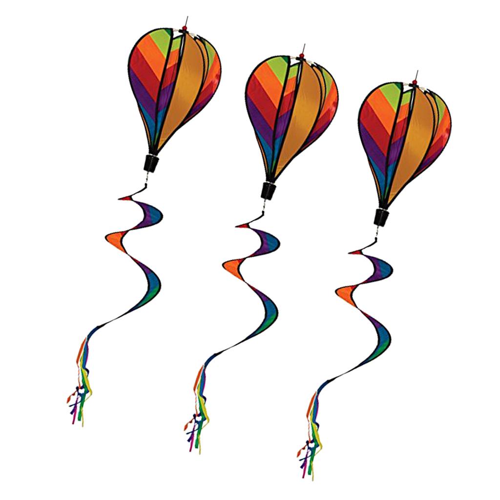 3Pcs Hot Air Balloon Wind Windsock Garden Lwan Outdoor Toy Decor Windmill