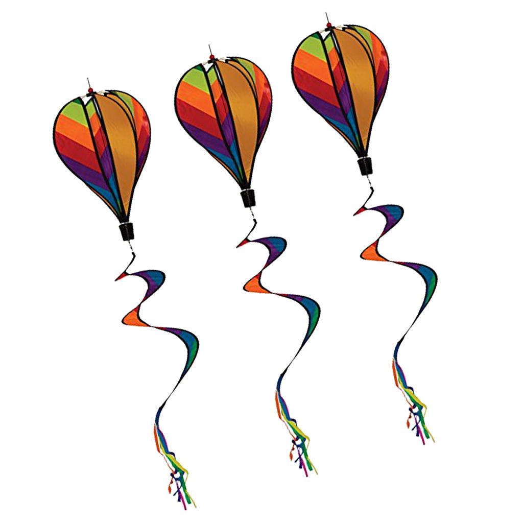 3Pcs Hot Air Balloon Wind Windsock Garden Lwan Outdoor Toy Decor Windmill