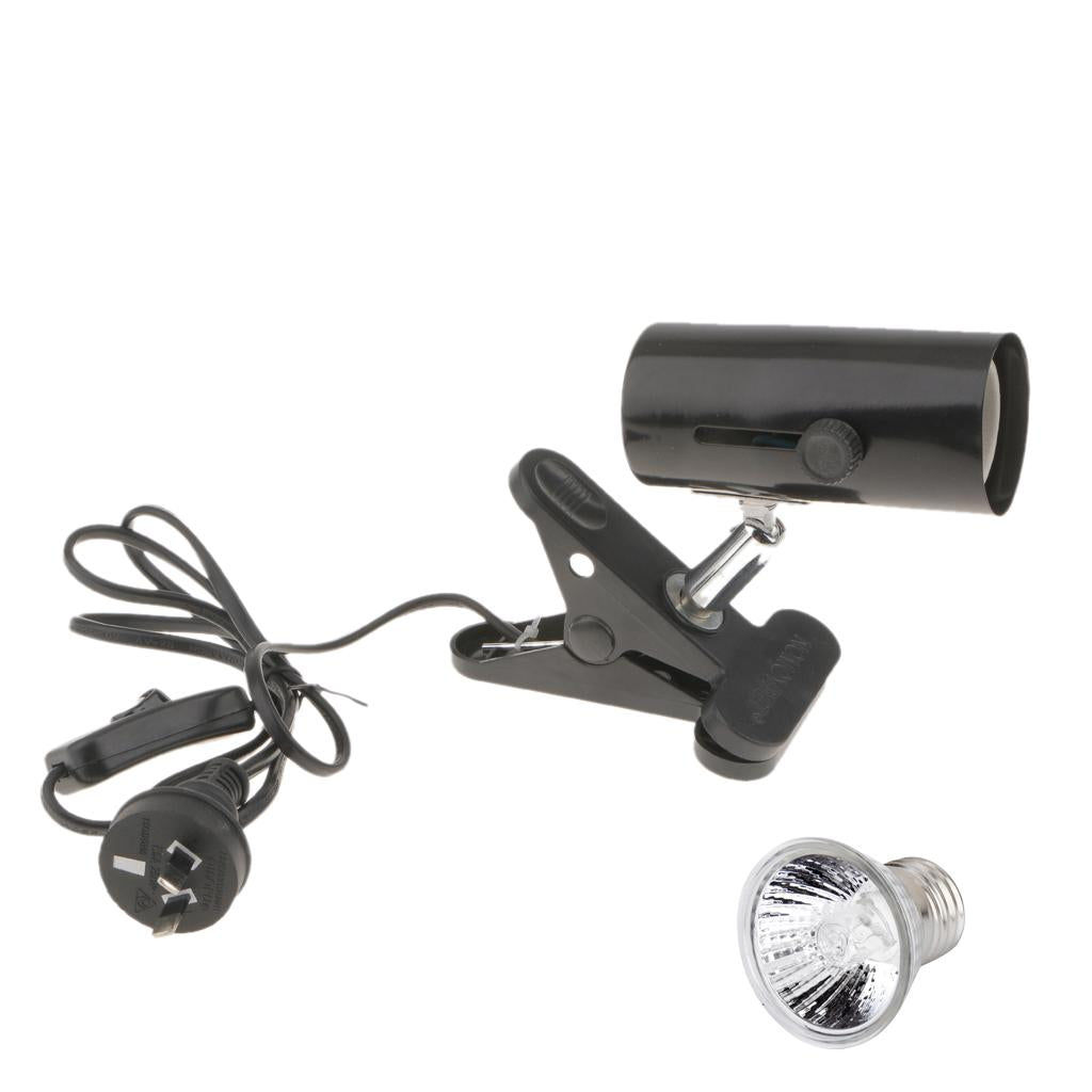 220V Reptile Lamp UVB/UVA Basking Light Halogen Bulb E27 AU Plug 100W-Black