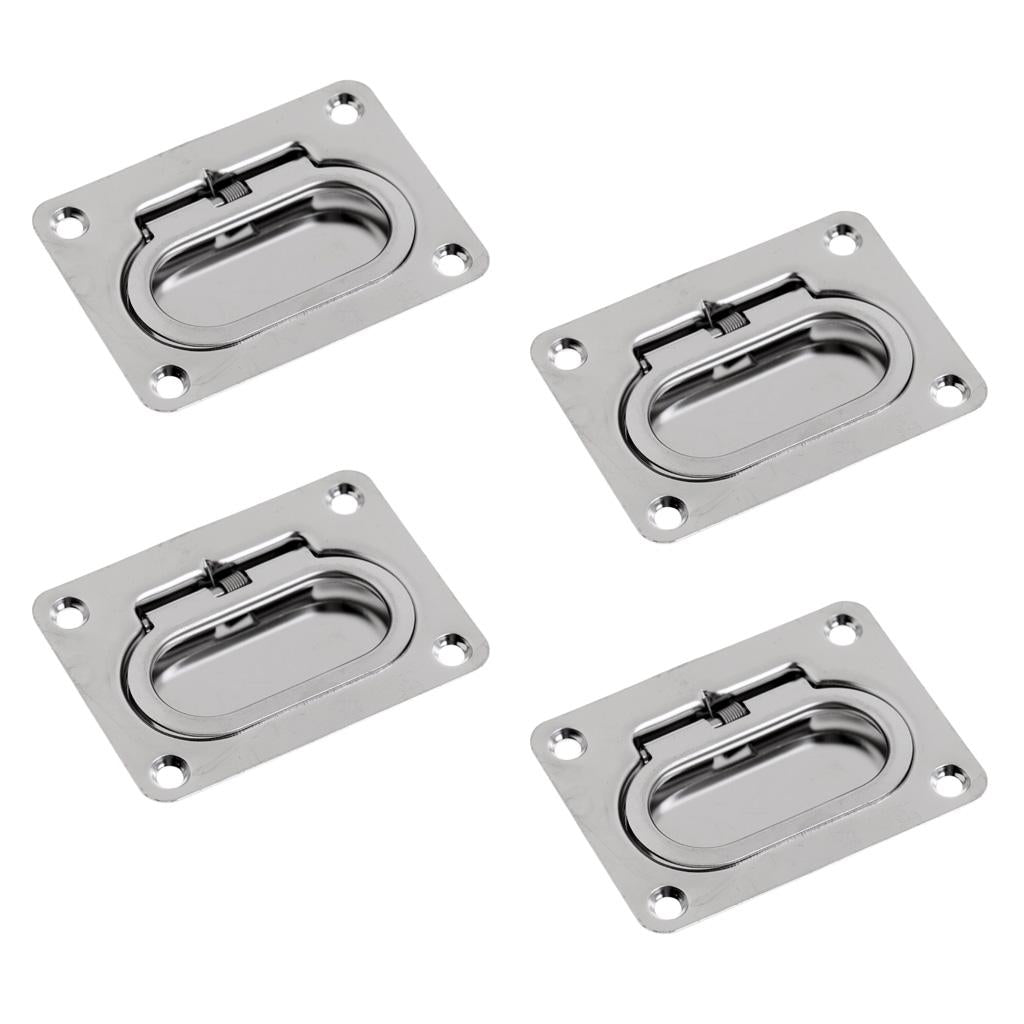 4 Pieces Boat Marine Stainless Steel Hatch Latch Pull Flush Lift Ring Handle