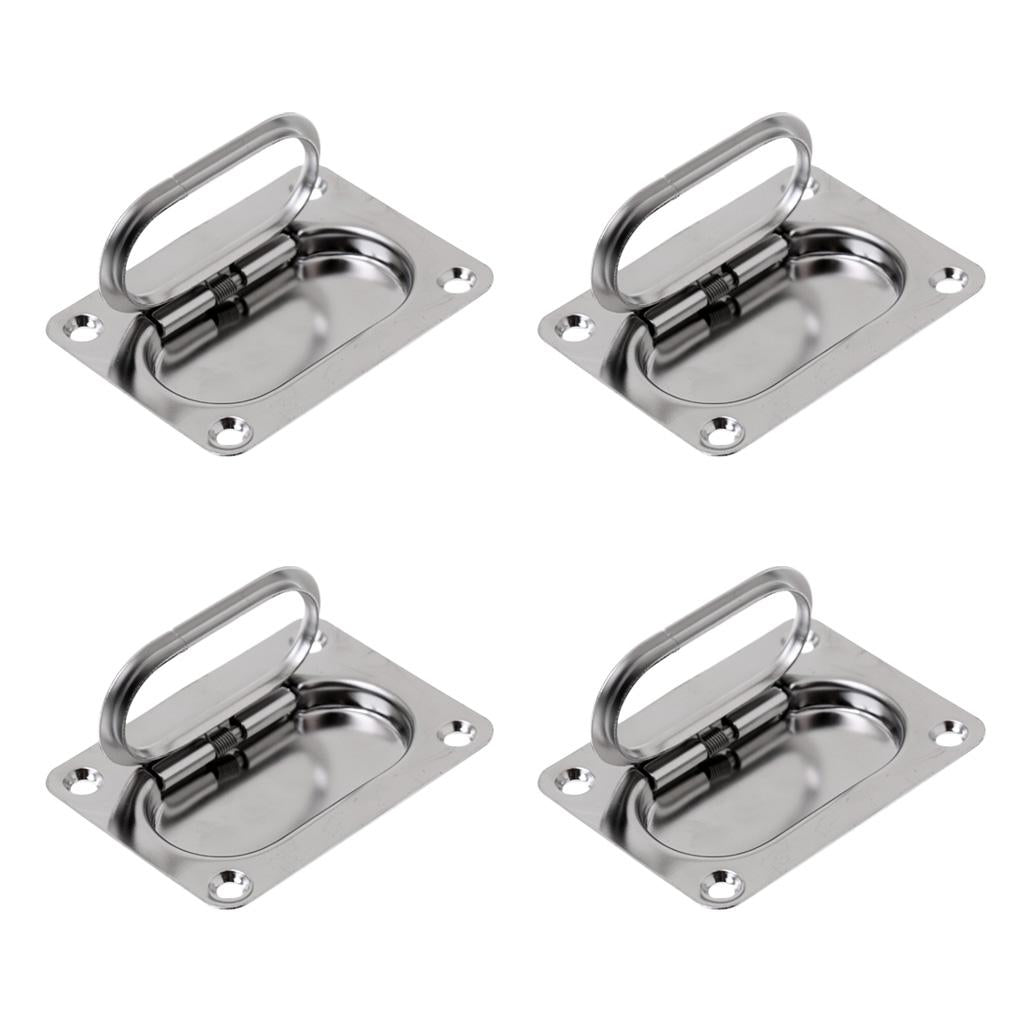 4 Pieces Boat Marine Stainless Steel Hatch Latch Pull Flush Lift Ring Handle