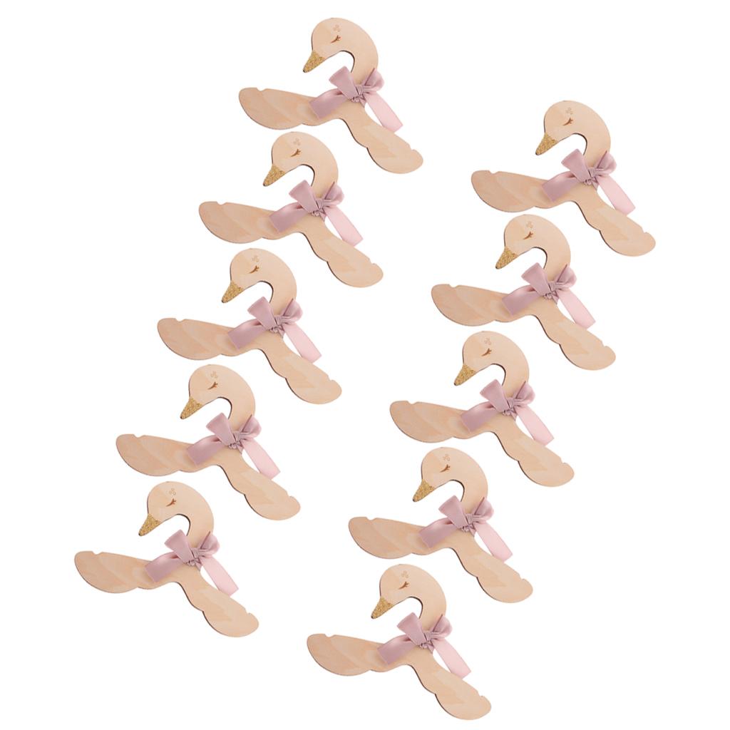 10 Pieces Sweet Swan Pink Bow Baby Kids Room Wooden Coat Clothes Hook Hanger
