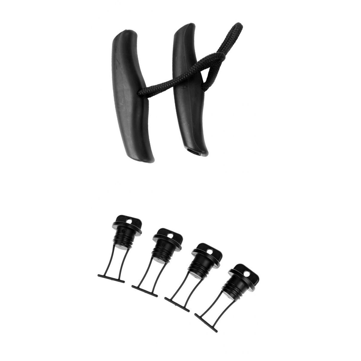 2 Pieces Kayak Pull Carry Handle + 4 Pieces Hull Drain Plug for Kayak Canoe