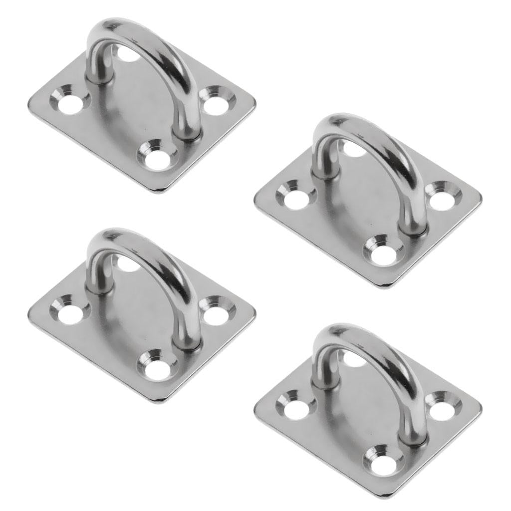 4pcs Heavy Duty 304 Stainless Steel Square Pad Eye Plate Shade Sailboat 8mm