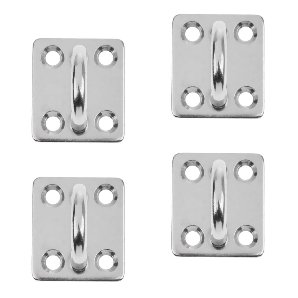 4pcs Heavy Duty 304 Stainless Steel Square Pad Eye Plate Shade Sailboat 8mm