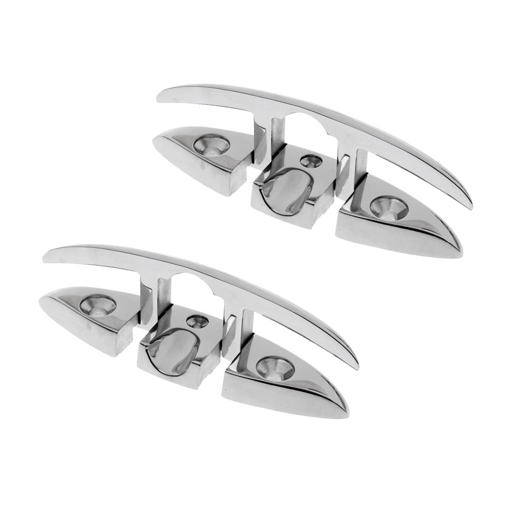 2 Pieces Boat Stainless Steel Flip Up Folding Pull Up Dock Cleat Flush Mount