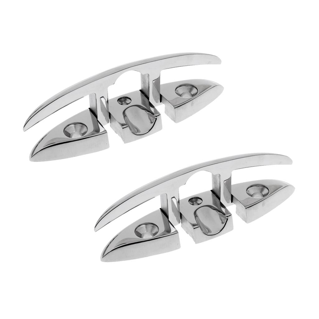 2 Pieces Boat Stainless Steel Flip Up Folding Pull Up Dock Cleat Flush Mount