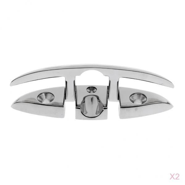 2 Pieces Boat Stainless Steel Flip Up Folding Pull Up Dock Cleat Flush Mount