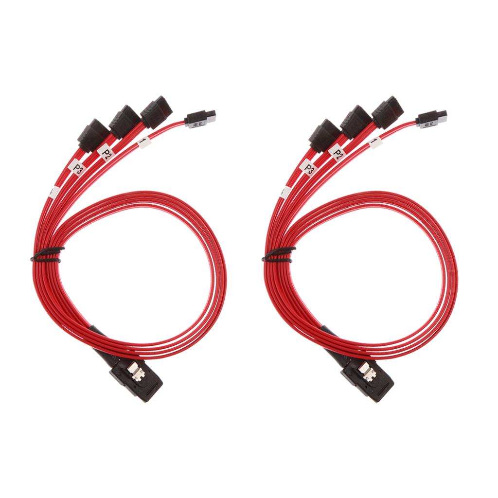 2x Mini SAS SFF-8087 to 4x SATA HDD Hard Drive Cables Forward Breakout Cable