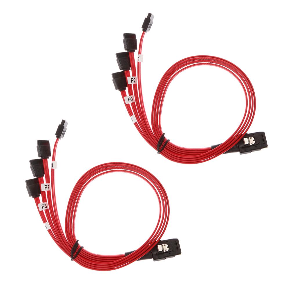 2x Mini SAS SFF-8087 to 4x SATA HDD Hard Drive Cables Forward Breakout Cable
