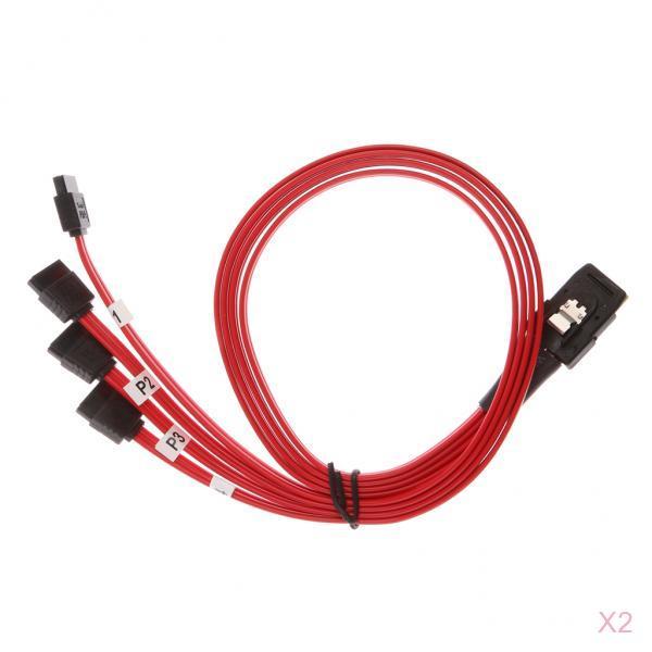 2x Mini SAS SFF-8087 to 4x SATA HDD Hard Drive Cables Forward Breakout Cable