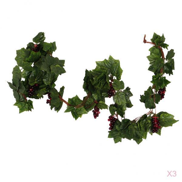 Artificial Plants Silk Grape Vine Fake Fruit Rattan with Plastic Grape Set