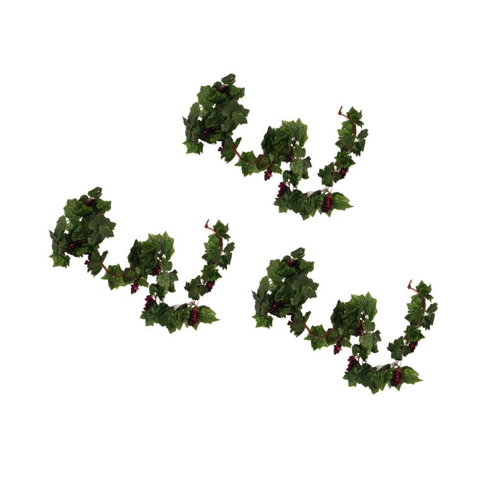 Artificial Plants Silk Grape Vine Fake Fruit Rattan with Plastic Grape Set