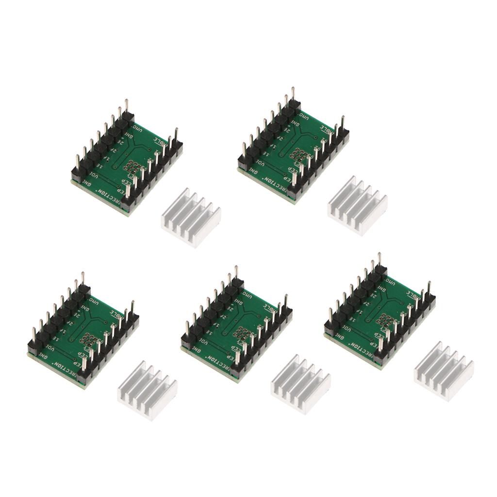 5 Pieces Stepper Motor Driver A4988 with Heat Sinks Mendel for 3D Printer