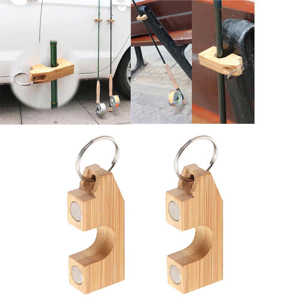 2Pcs Wooden Fly Fishing Rod Holder Magnetic Rod Guard Rod Transport System