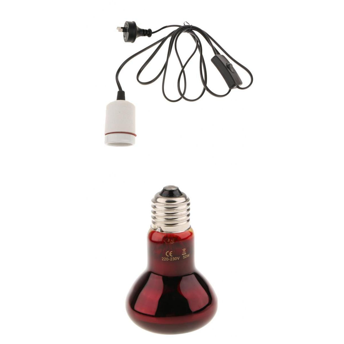 220V Reptile UVA Heat Light Bulb Night View E27 Heating Lamp-AU Plug 50W