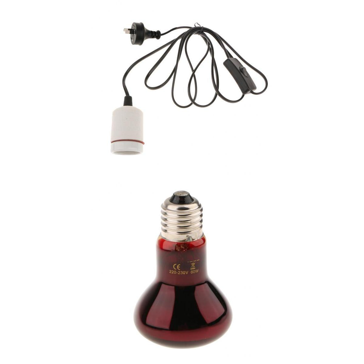 220V Reptile UVA Heat Light Bulb Night View E27 Heating Lamp-AU Plug 60W