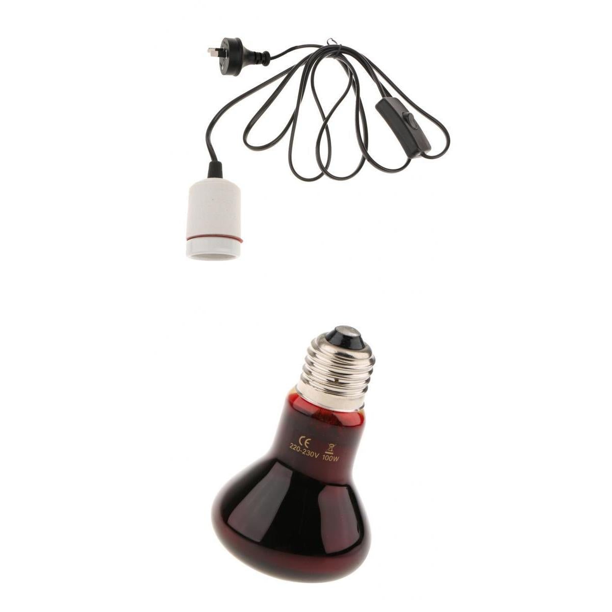 220V Reptile UVA Heat Light Bulb Night View E27 Heating Lamp-AU Plug 100W
