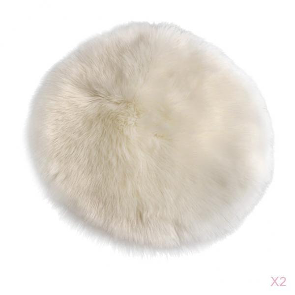 2pcs Artificial Sheepskin Rug Home Floor Carpet Seat Cushion White