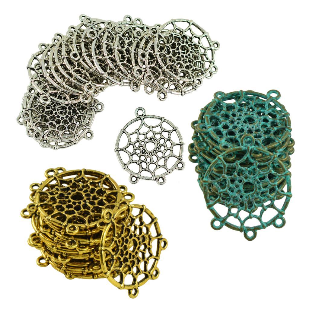 60pcs Retro Indian Dream Cather Pendants DIY Necklace Making Connectors DIY
