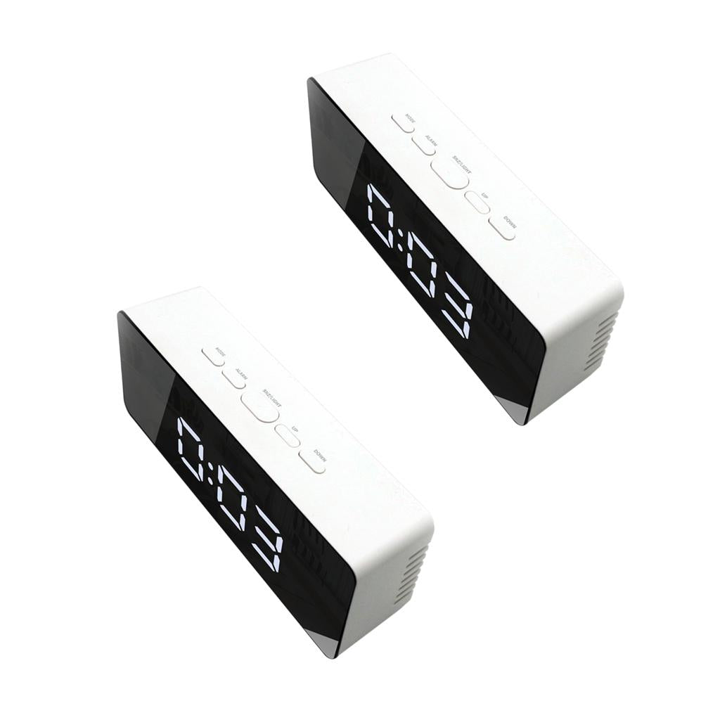 2Pieces Mirror Alarm Clock PYRUS Night Light Digital Alarm Clock Rectangle