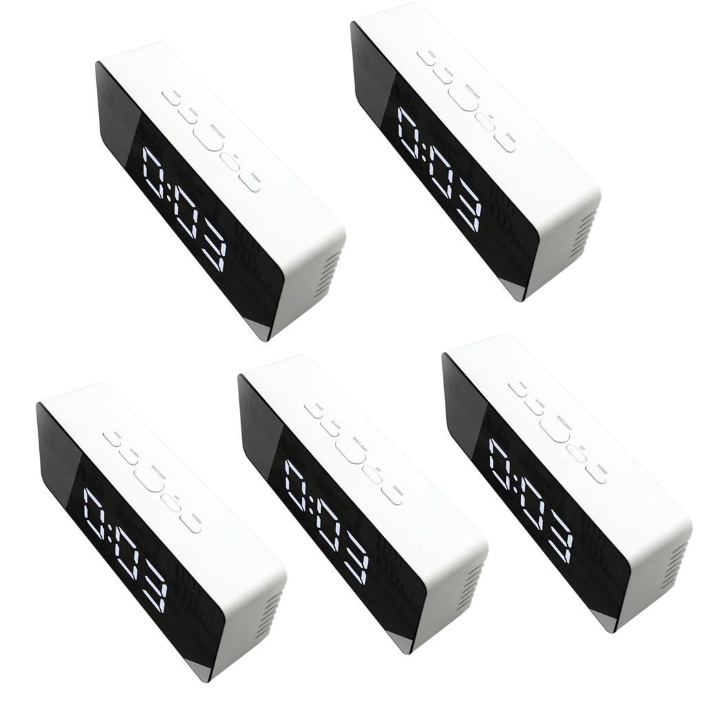 5Pieces Mirror Alarm Clock PYRUS Night Light Digital Alarm Clock Rectangle