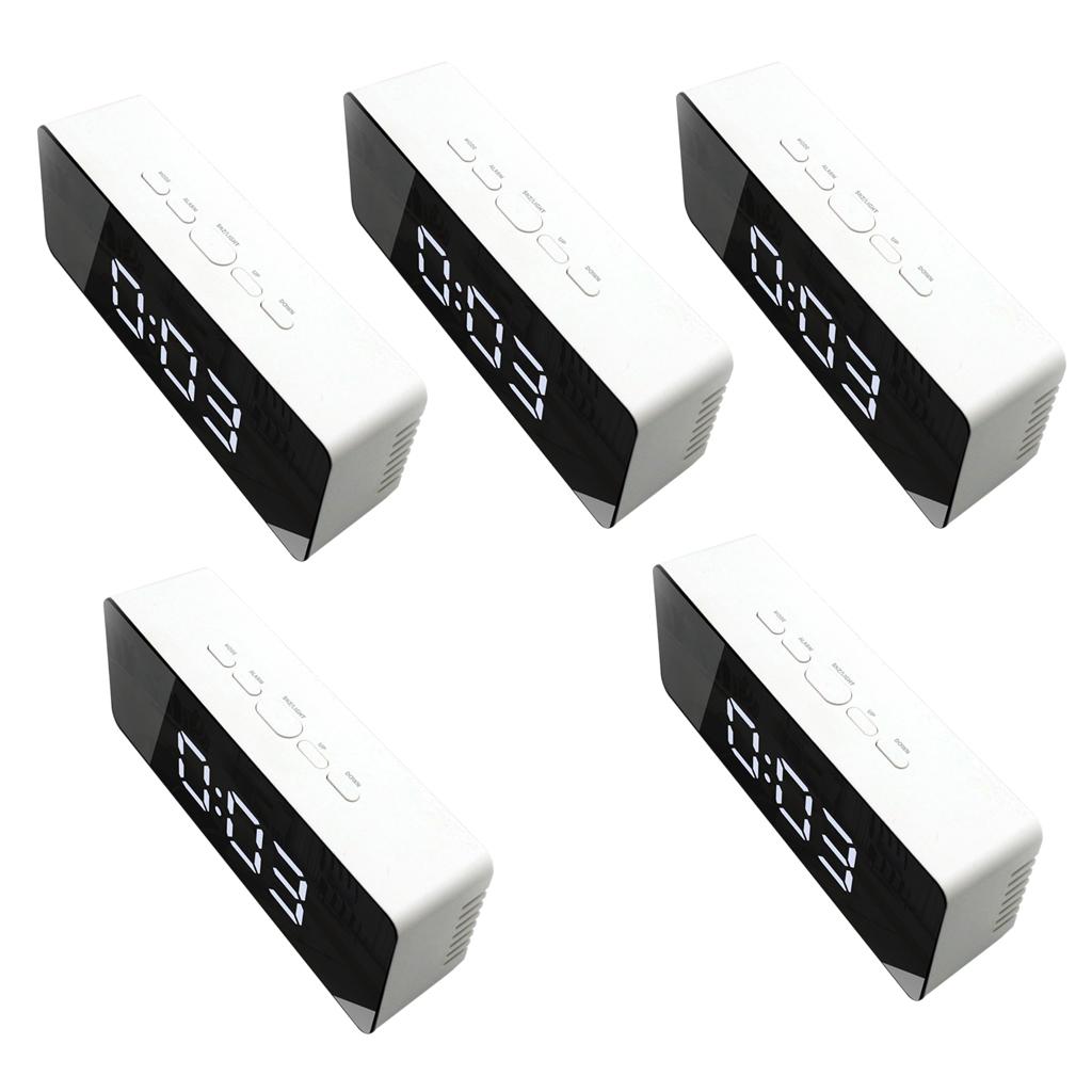 5Pieces Mirror Alarm Clock PYRUS Night Light Digital Alarm Clock Rectangle