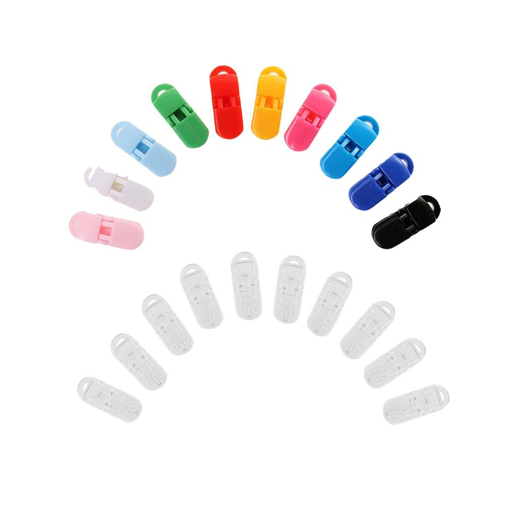 20 Pieces Plastic Pacifier Clips Soother Dummy Bib Suspender Toy Holder