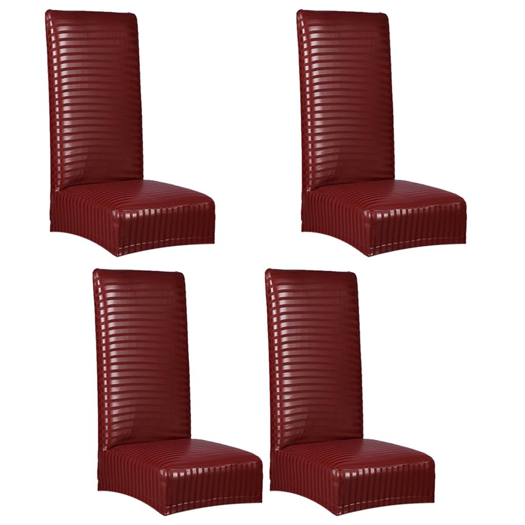 4 Pieces Chair Covers PU Leather Spandex Seat Cover Wedding Banquet Decor