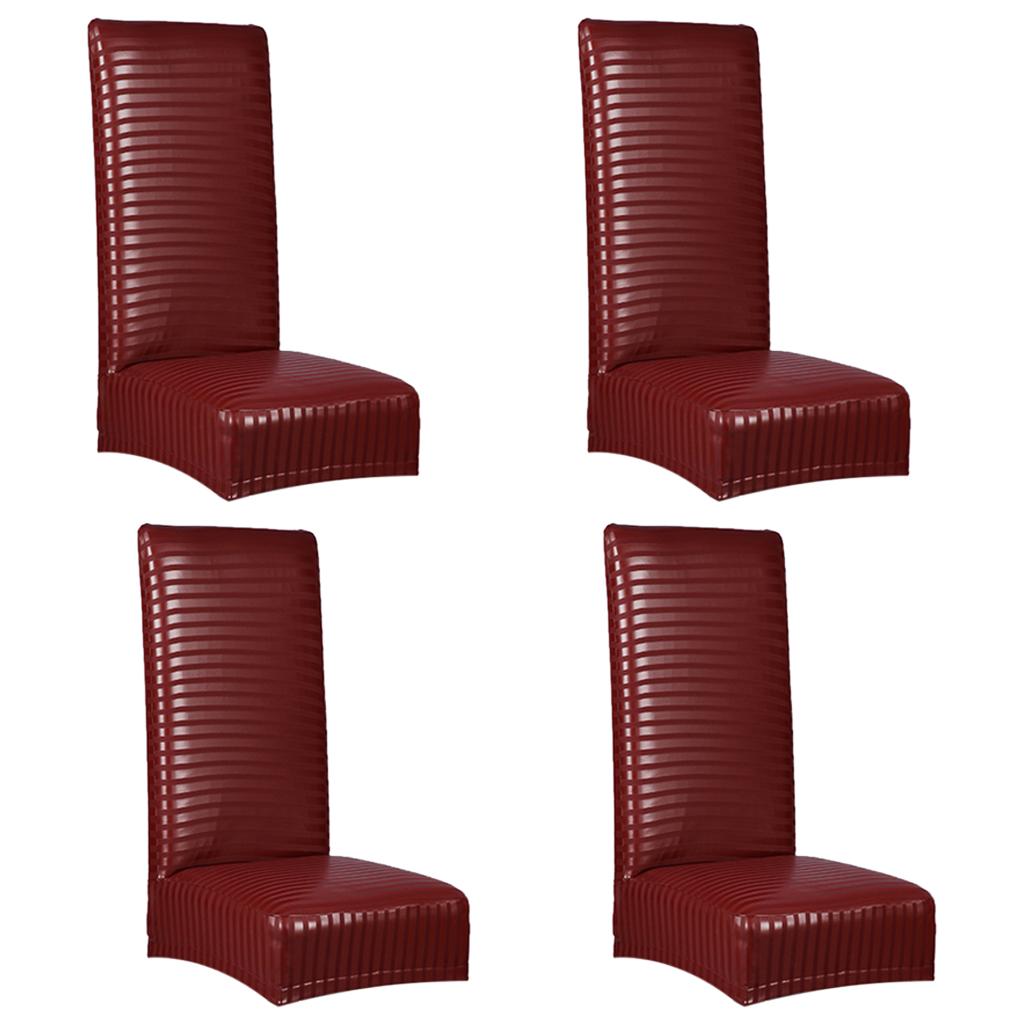 4 Pieces Chair Covers PU Leather Spandex Seat Cover Wedding Banquet Decor