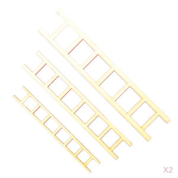 6/set Mini Wooden Ladder Doll House Wood Craft Art DIY Supply Embellishment