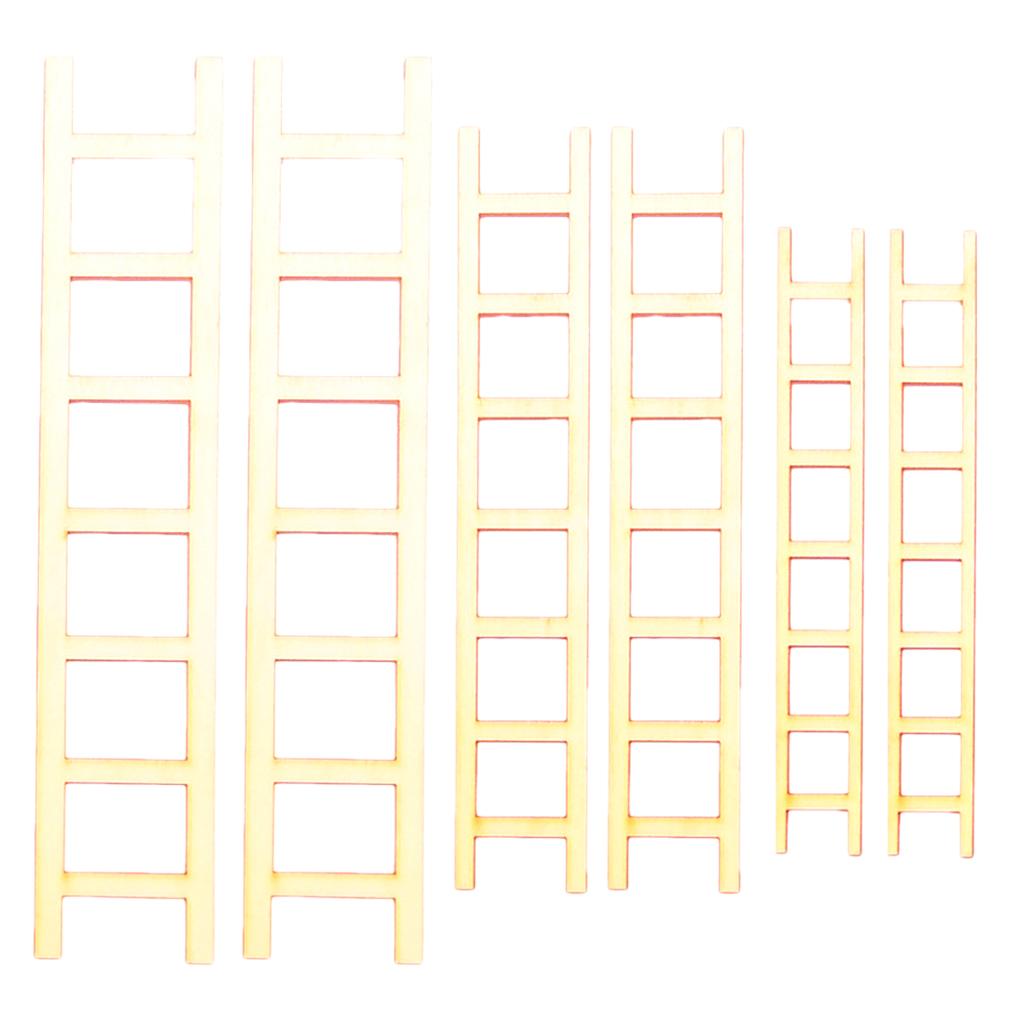6/set Mini Wooden Ladder Doll House Wood Craft Art DIY Supply Embellishment