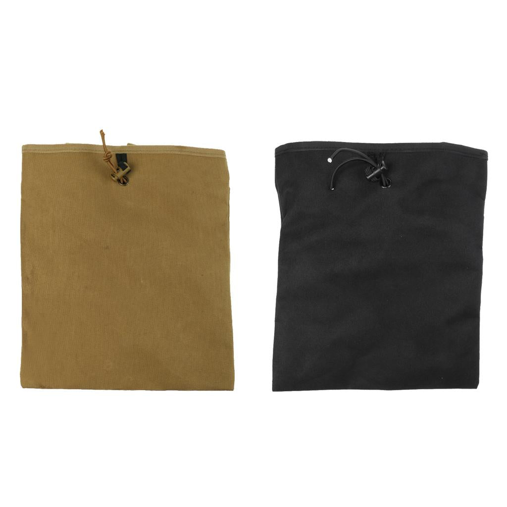 2 Pieces Tactical Folding Dump Bag Nylon Molle Belt Pouch Drop Mag Black Tan