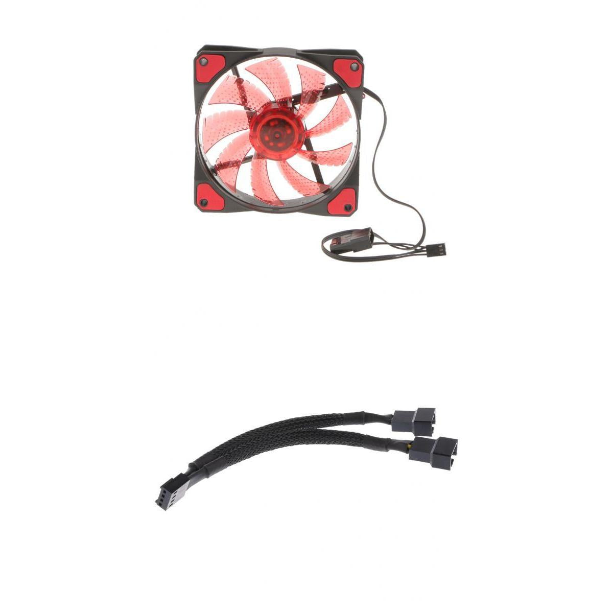 3/4Pin 15 LED 120mm PC Case CPU Cooling Fan+4pin 2Ways Y Splitter Fan Cable