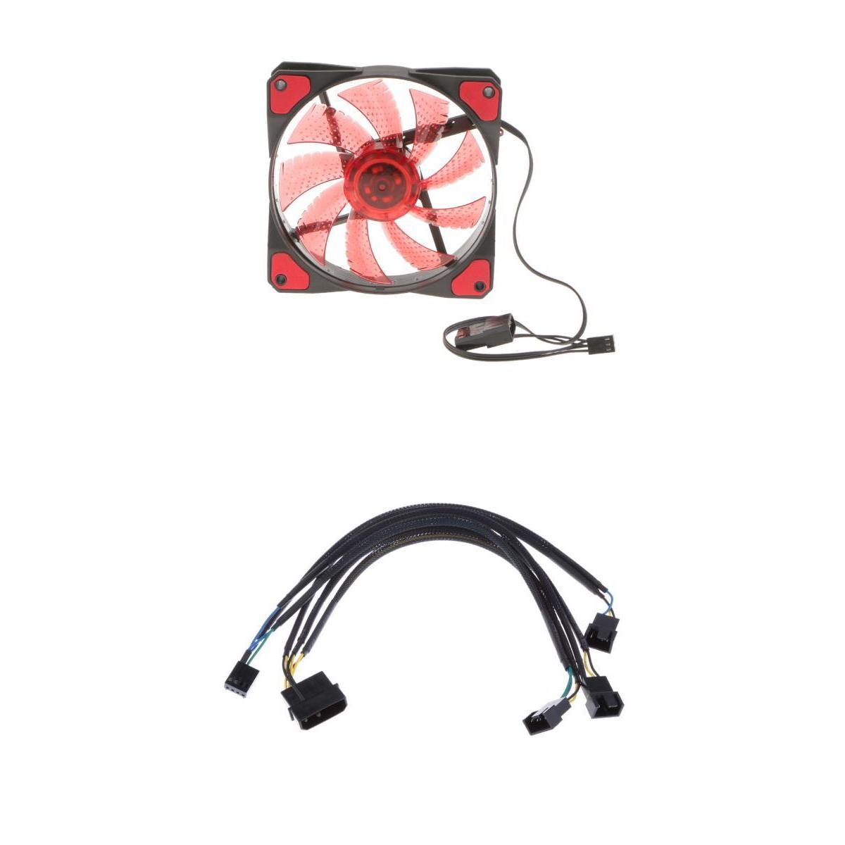 4Pin LED 120mm Cooling Fan+ 1 to 4-4Pin Fan Splitter Power for PC Case CPU