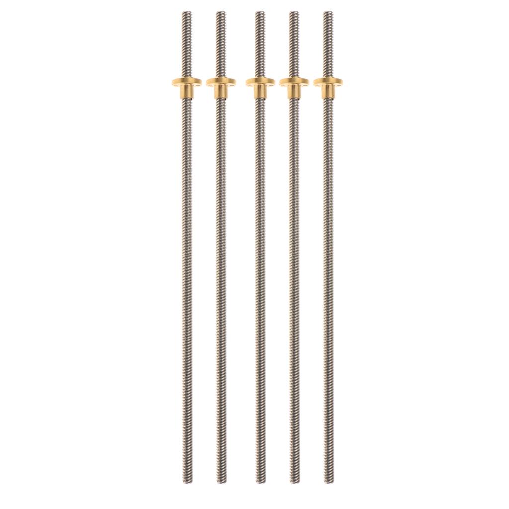 5 Pieces 345mm 3D Printer T8 8mm Lead Screw Rod+ Brass Anti Backlash Nut TR8