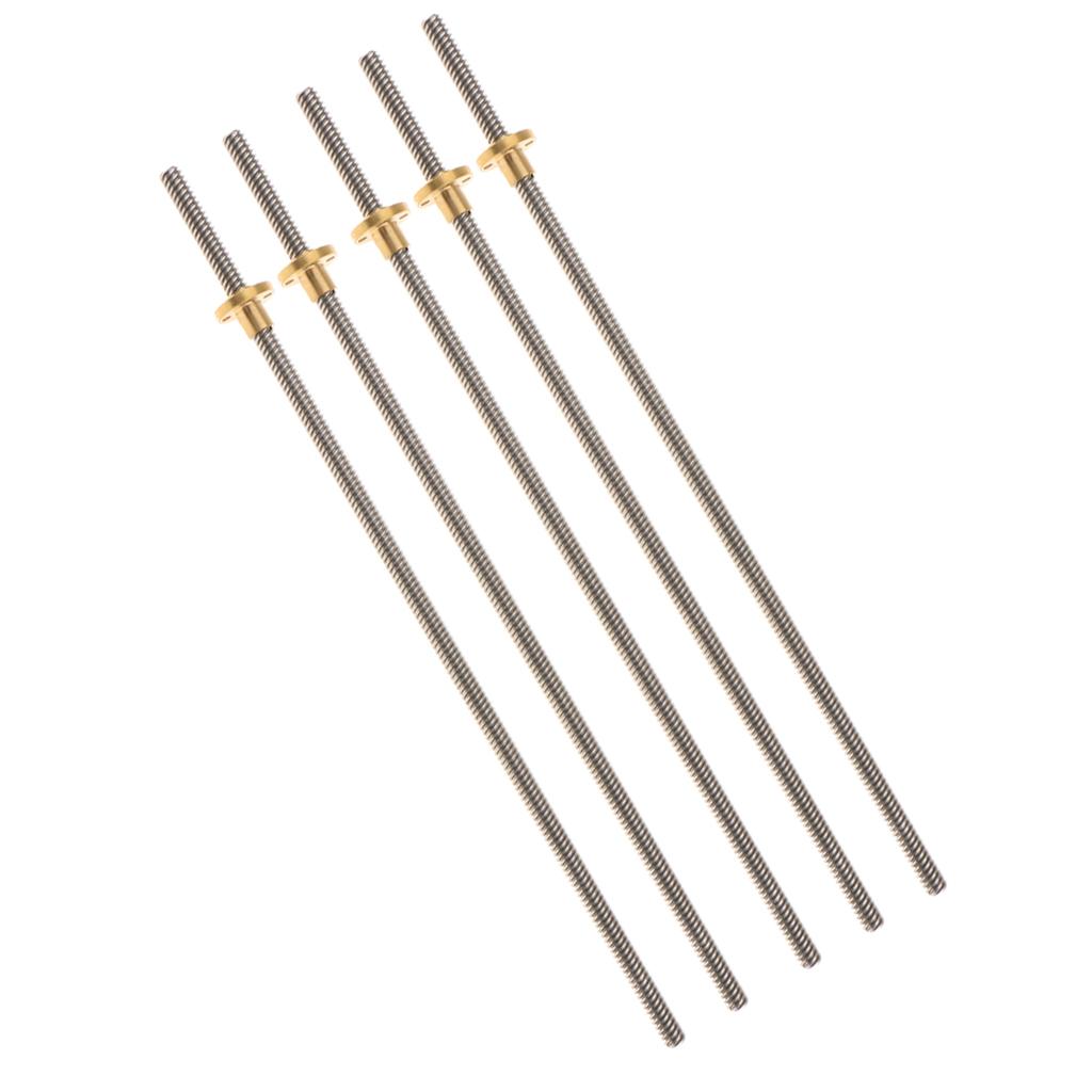5 Pieces 345mm 3D Printer T8 8mm Lead Screw Rod+ Brass Anti Backlash Nut TR8