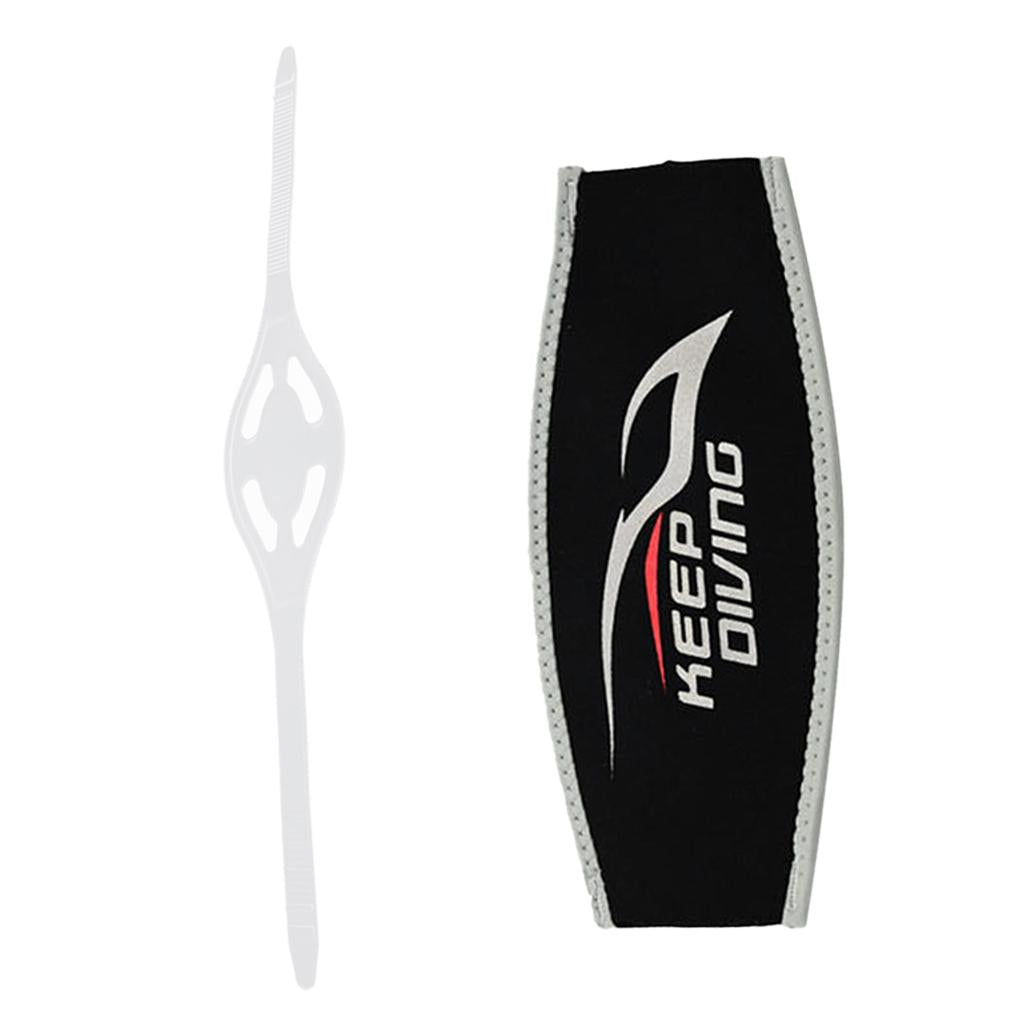 Clear Silicone Scuba Diving Mask Strap Belt + Black Neoprene Strap Cover