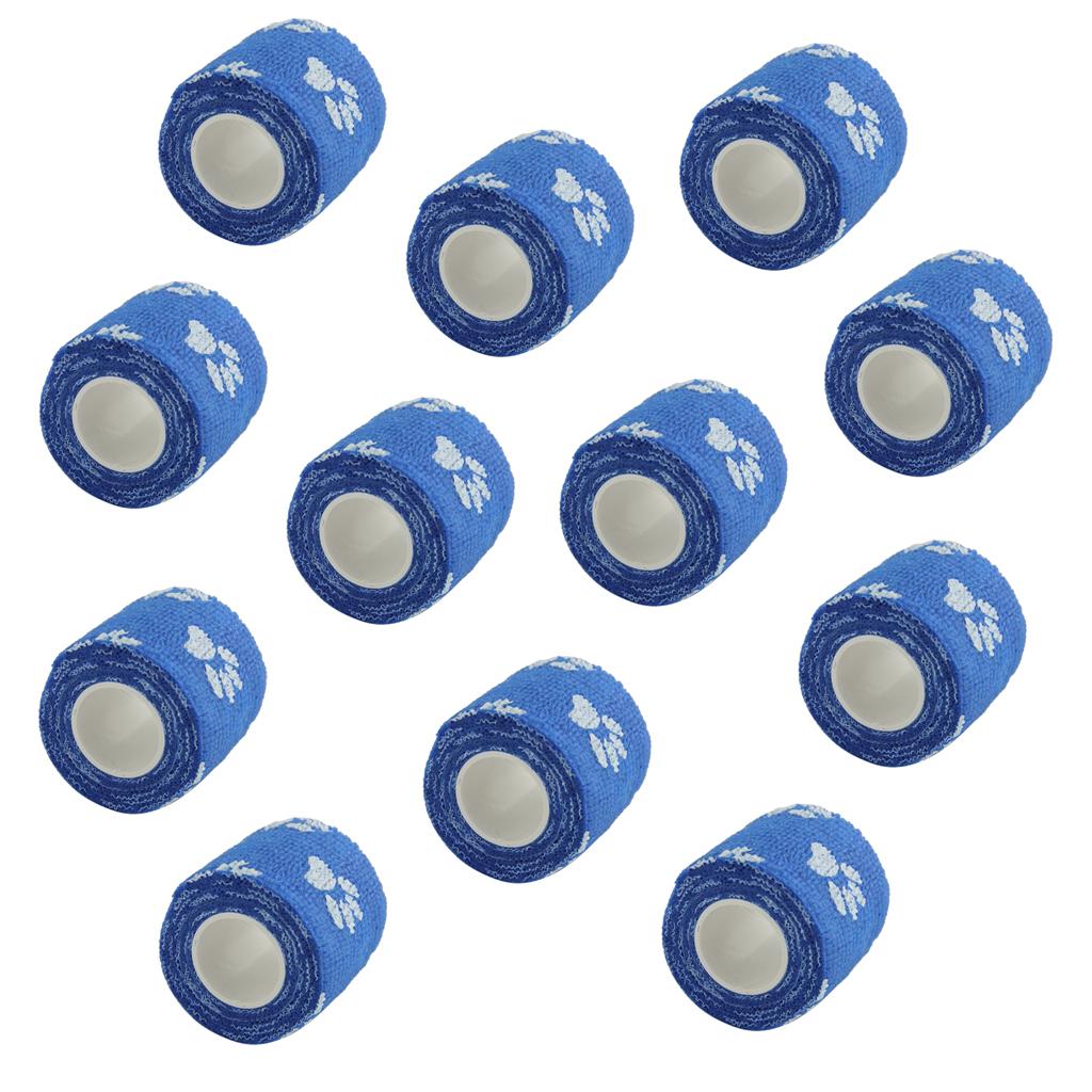 12 Rolls Cat Dog Pet Cohesive Bandage Non-Woven Self-adhesive Bandage Blue
