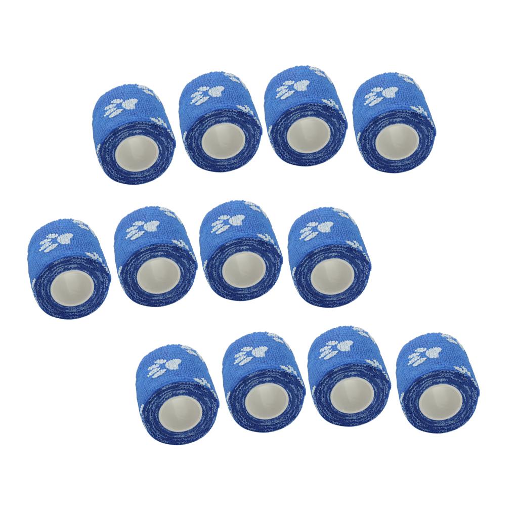 12 Rolls Cat Dog Pet Cohesive Bandage Non-Woven Self-adhesive Bandage Blue