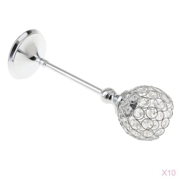 10Pieces 35cm Globe Pillar Votive Candle Holder Wedding Centerpiece -Silver