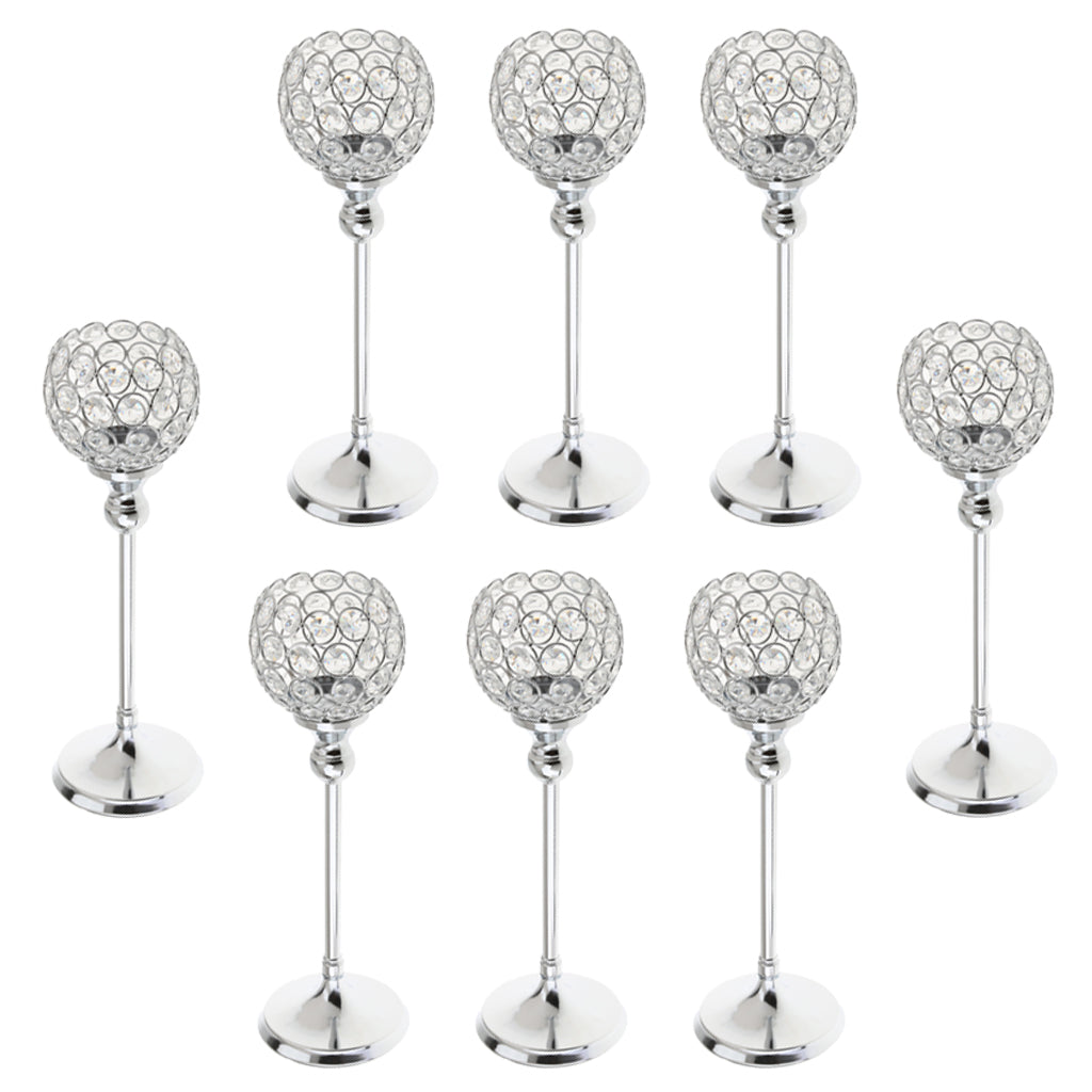8 pieces 35cm Globe Pillar Votive Candle Holder Banquet Centerpiece -Silver
