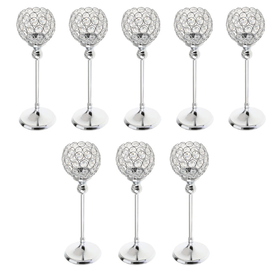 8 pieces 35cm Globe Pillar Votive Candle Holder Banquet Centerpiece -Silver