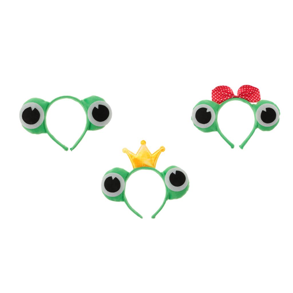 3 Pieces Cute Frog Shape Headband Costume Animal Toad Kids Adult Fancy Dress