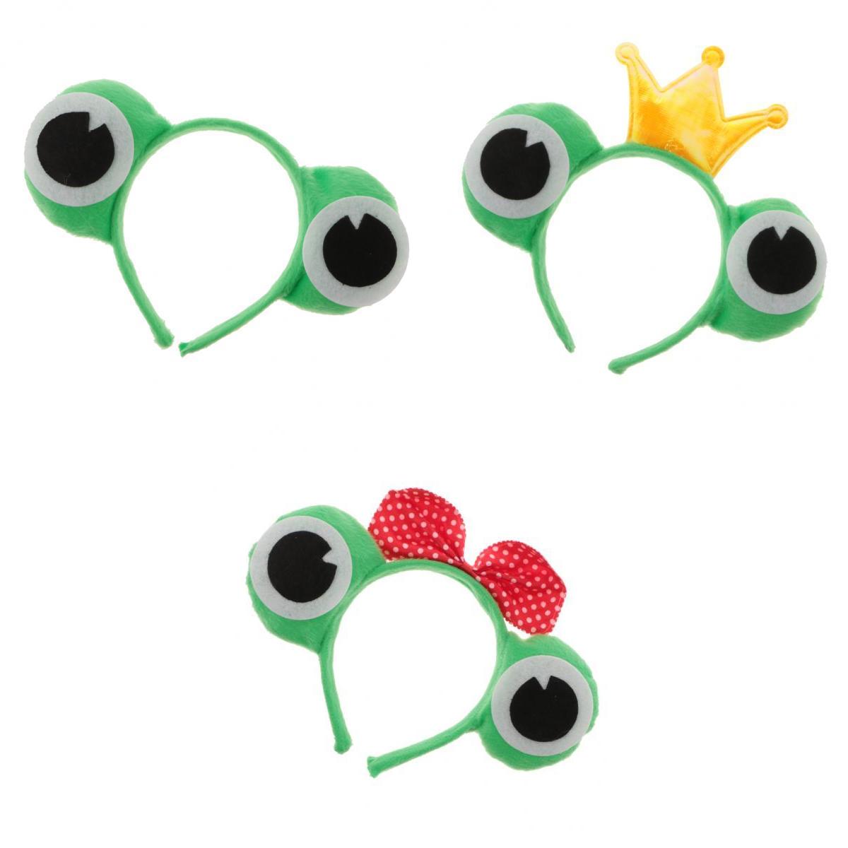 3 Pieces Cute Frog Shape Headband Costume Animal Toad Kids Adult Fancy Dress