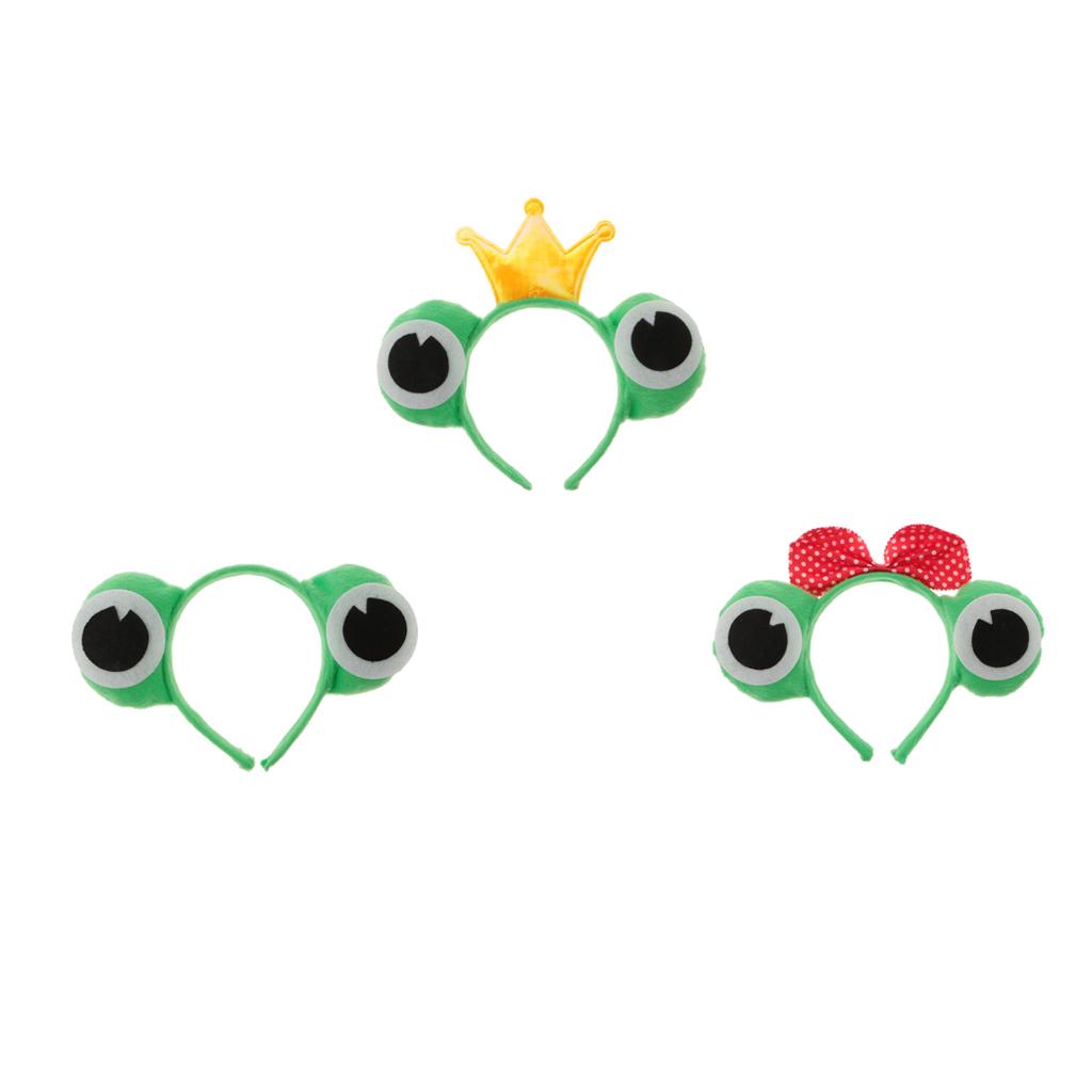 3 Pieces Cute Frog Shape Headband Costume Animal Toad Kids Adult Fancy Dress