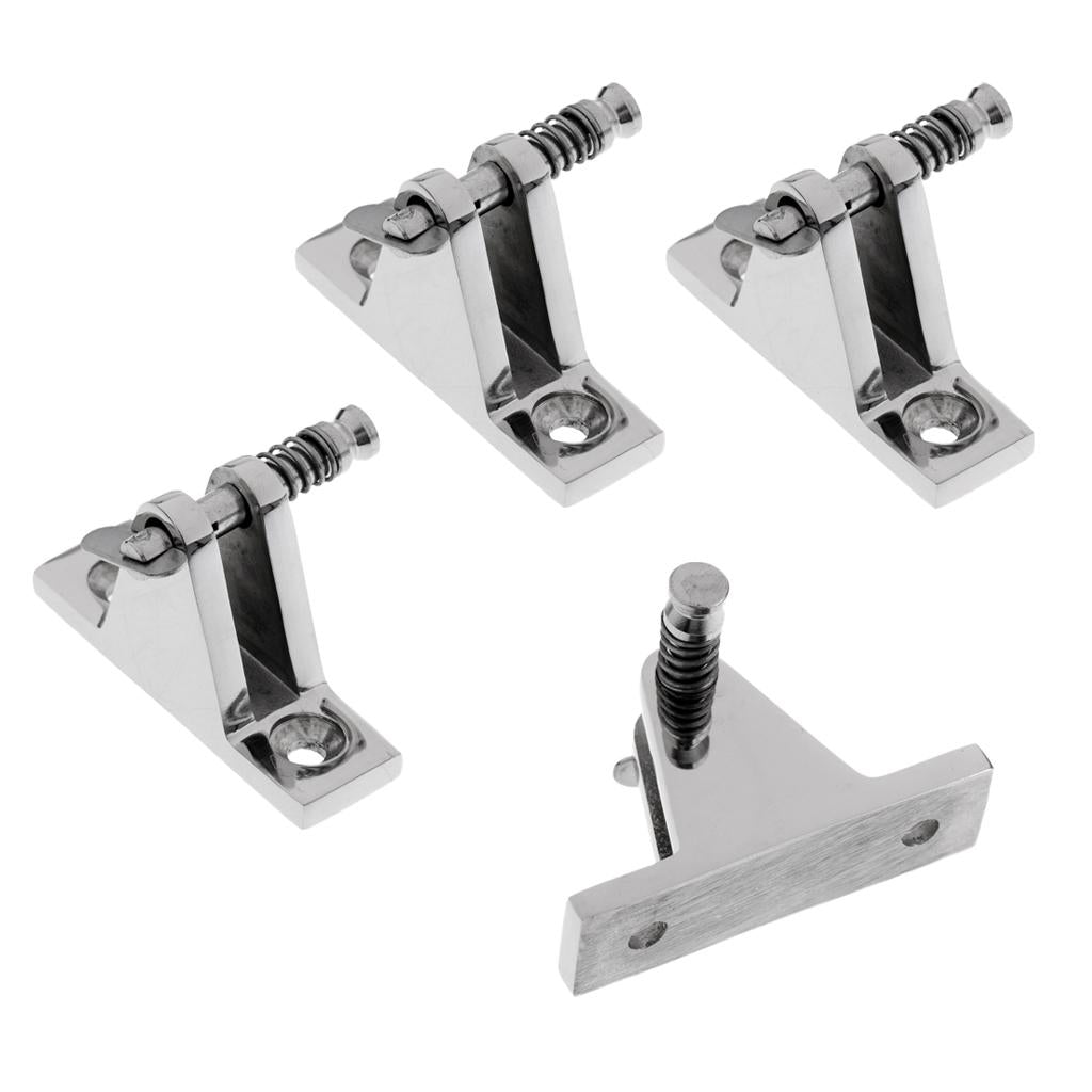 4 Pieces 316 Stainless Boat Bimini Top Deck Hinge Fitting Quick Pin Marine