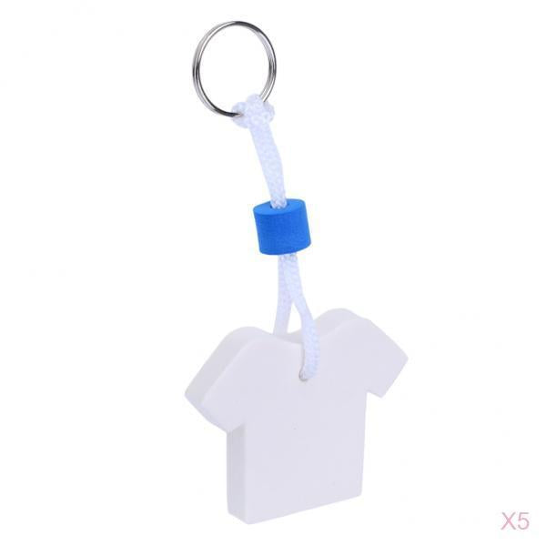 5 Pieces Yachting Boating Kayaking Floating Key Chain Key Ring-White T Shirt