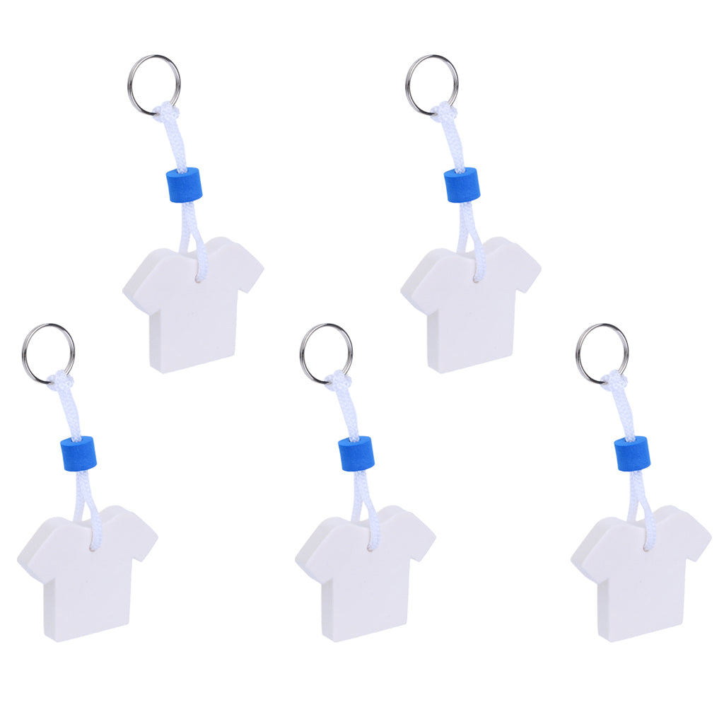 5 Pieces Yachting Boating Kayaking Floating Key Chain Key Ring-White T Shirt
